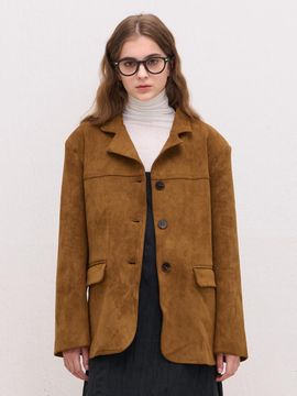 camino Classic Hip Length Suede Jacket [Brown]