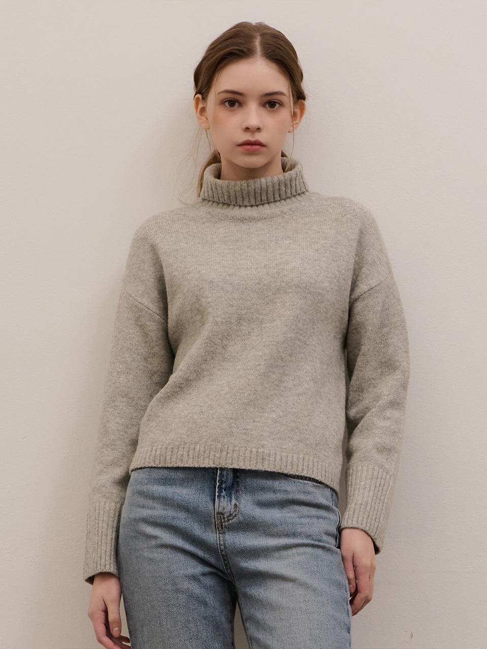 camino High Turtle Neck Drop Shoulder Knit [Gray]