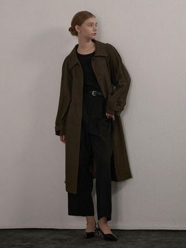 camino Long Oversized Flowing Trench Coat [Khaki]