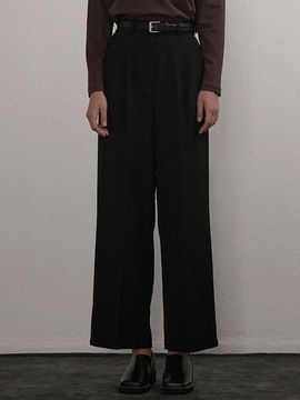 camino Pin Tuck Banding Wide Leg Pants [Black]