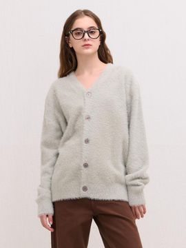 camino Soft Wool V-neck Button-front Cardigan [Light Gray]