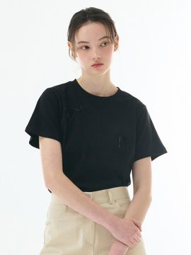 camino Stretchy Relaxed Fit Ribbon T-shirt [Black]
