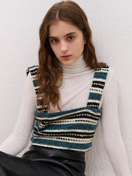 camino Stripe Bustier Wool Blend Knit [Blue]