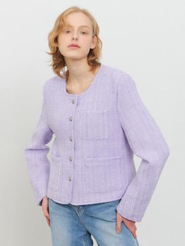 camino Tweed Round Neck Standard Fit Jacket [Violet]