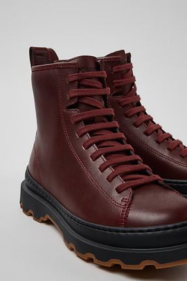 Camper Camper Brutus+ Leather Ankle Boots in Burgundy, Women's at Urban Outfitters