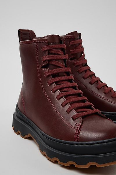 Camper Camper Brutus+ Leather Ankle Boots in Burgundy, Women's at Urban Outfitters
