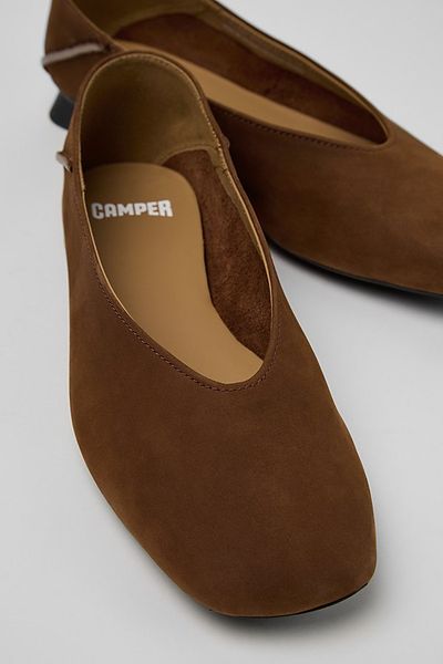 Camper Camper Casi Myra Nubuck Ballerinas Shoe in Brown, Women's at Urban Outfitters