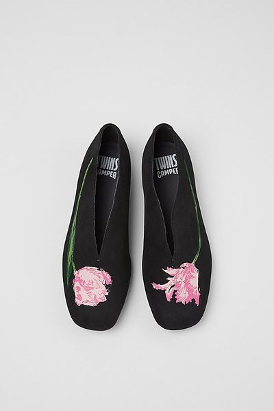 Camper Camper Casi Myra Twins Leather Ballerina Shoe in Black, Women's at Urban Outfitters