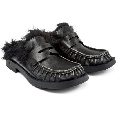 Camper Camper Mil-1978 Leather Mule with Genuine Shearling Trim