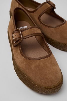 Camper Camper Peu Terreno Suede Ballerinas Shoe in Brown, Women's at Urban Outfitters