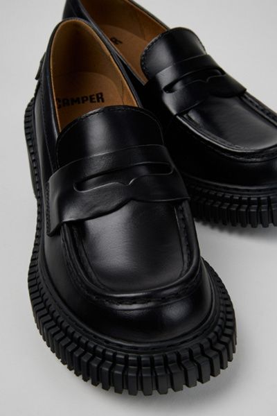 Camper Camper Pix London Leather Heeled Loafer in Black, Women's at Urban Outfitters