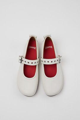 Camper Camper Right Nina Buckle Ballerinas Shoe in White, Women's at Urban Outfitters