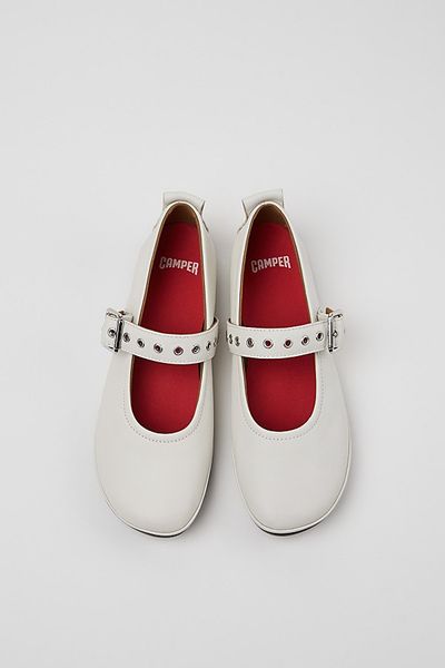 Camper Camper Right Nina Buckle Ballerinas Shoe in White, Women's at Urban Outfitters