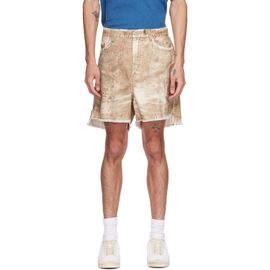 CAMPERLAB CAMPERLAB Beige Corduroy Print Denim Cutoff Shorts