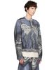 CAMPERLAB CAMPERLAB Blue Distorted Print Distressed Denim Jacket - 2