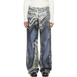 CAMPERLAB CAMPERLAB Blue Distorted Print Distressed Denim Jeans