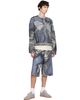 CAMPERLAB CAMPERLAB Blue Distorted Print Distressed Denim Shorts - 4