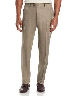Canali Canali Capri Regular Fit Flat Front Flannel Trousers