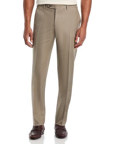 Canali Canali Capri Regular Fit Flat Front Flannel Trousers