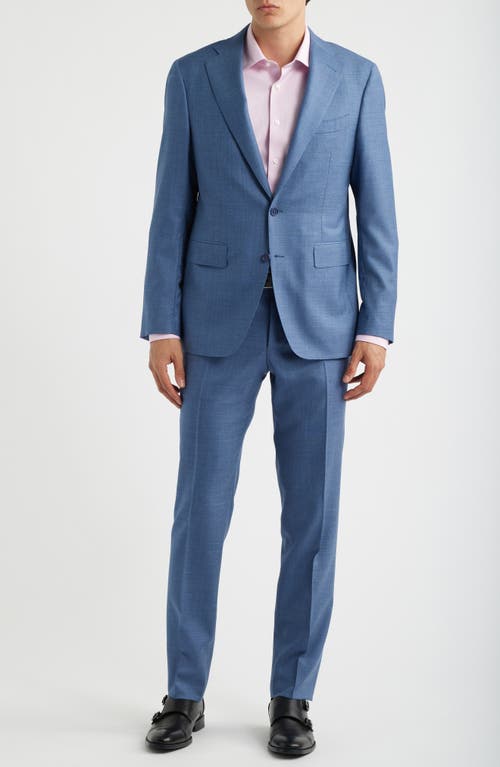 Canali Canali Capri Trim Fit Light Blue Mélange Super 130s Wool Suit 