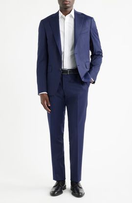 Canali Canali Capri Trim Fit Navy Pinstripe Wool Suit 