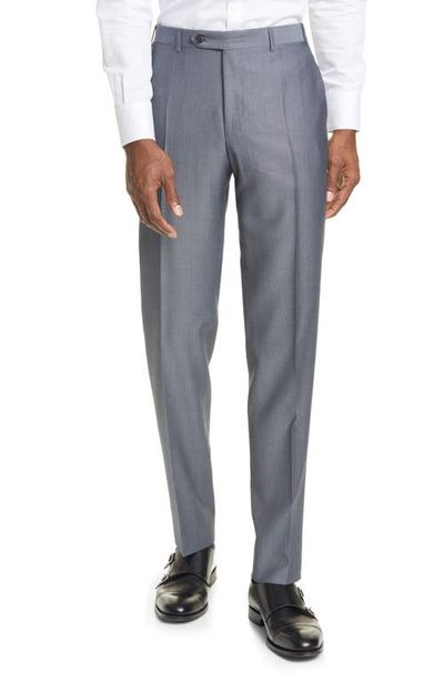 Canali Canali Classic Fit Flat Front Wool & Mohair Dress Pants
