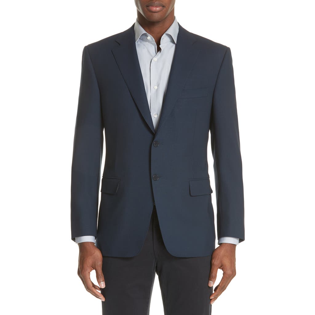 Canali Canali Classic Fit Water Resistant Navy Wool Blazer 