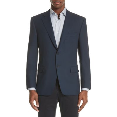 Canali Canali Classic Fit Water Resistant Navy Wool Blazer 