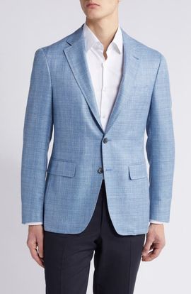 Canali Canali Kei Trim Fit Mélange Wool & Silk Blend Sport Coat