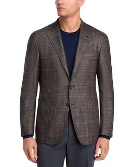 Canali Canali Kei Wool, Silk & Cashmere Windowpane Unstructured Trim Fit Sport Coat