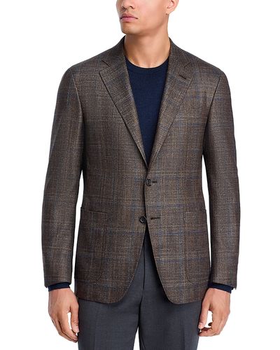Canali Canali Kei Wool, Silk & Cashmere Windowpane Unstructured Trim Fit Sport Coat