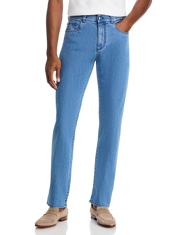 Canali Canali Light Wash Stretch Denim Straight Fit Jeans