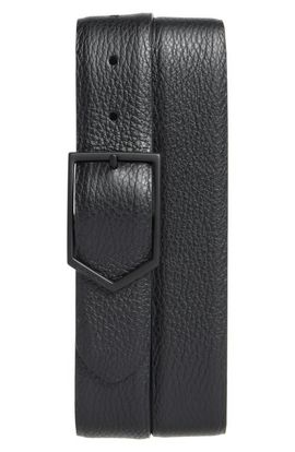 Canali Canali Pebbled Calfskin Leather Belt