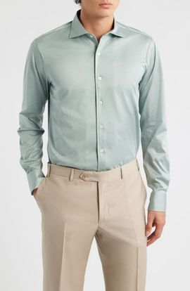 Canali Canali Regular Fit Cotton Jersey Dress Shirt