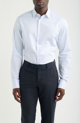 Canali Canali Regular Fit Geometric Cotton Dress Shirt