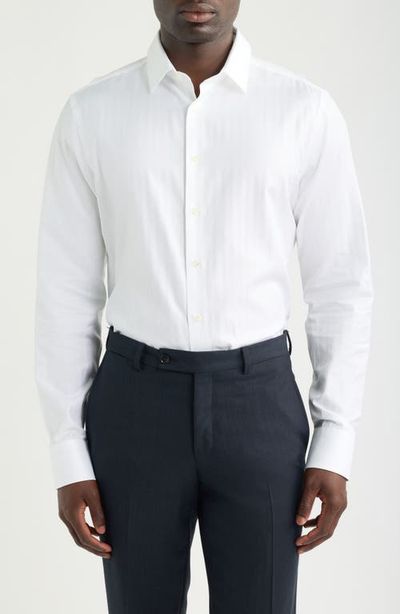 Canali Canali Regular Fit Herringbone Dress Shirt
