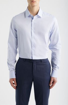Canali Canali Regular Fit Light Blue Cotton Oxford Cloth Dress Shirt 