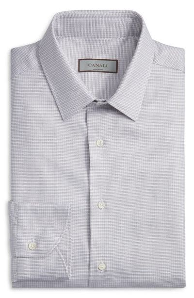 Canali Canali Regular Fit Microcheck Dress Shirt