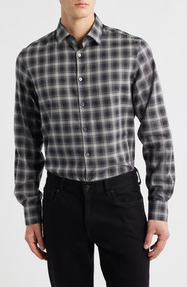 Canali Canali Regular Fit Plaid Dress Shirt
