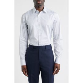 Canali Canali Regular Fit Stripe Non-Iron Cotton Dress Shirt