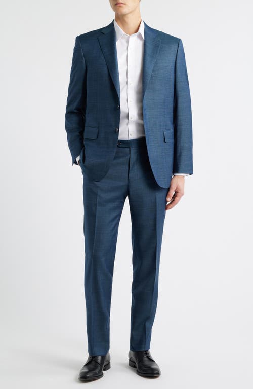 Canali Canali Siena Regular Fit Dark Green Denim Effect Wool Suit 