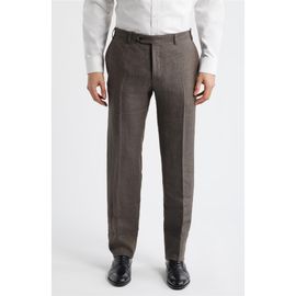 Canali Canali Siena Regular Fit Flat Front Linen Suit Pants