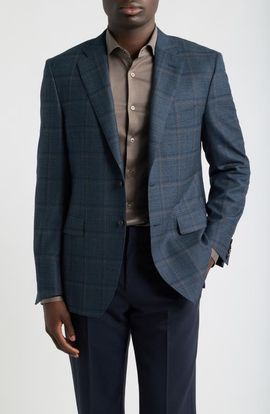 Canali Canali Siena Windowpane Wool Sport Coat