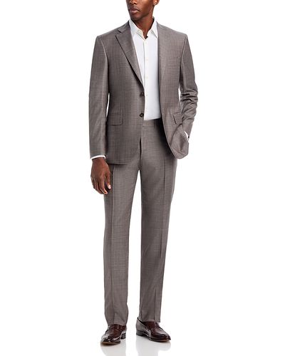Canali Canali Sienna Greige Regular Fit Denim Effect Tonal Stripe Suit