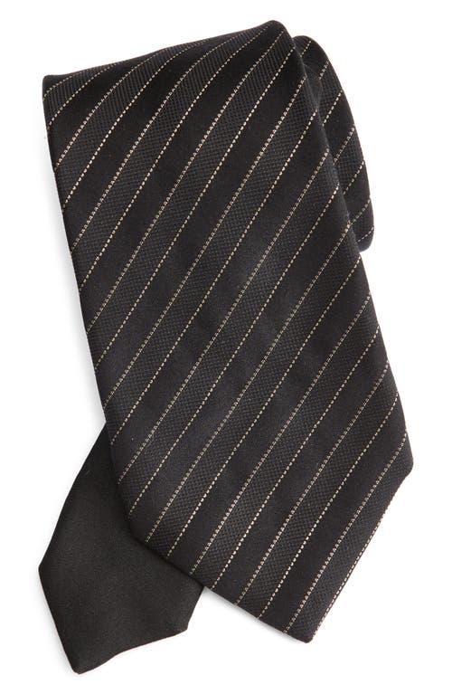 Canali Canali Stripe Metallic Silk Jacquard Tie