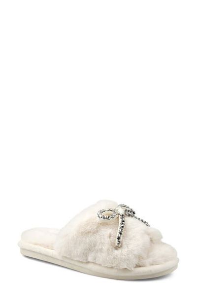 Candie's Candie's Franney Bow Embellished Faux Fur Slipper