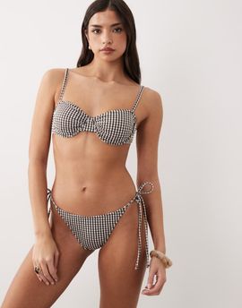 Candypants Candypants gingham print underwire bikini top in brown