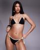 Candypants Candypants textured tieside bikini bottom with contrast trim in black - 1