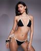 Candypants Candypants textured tirangle bikini top with contrast trim in black - 1
