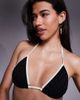 Candypants Candypants textured tirangle bikini top with contrast trim in black - 2